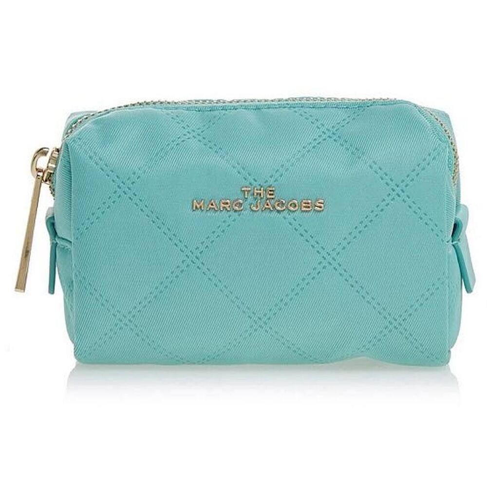 NWT Marc Jacobs Teal Blue Quilted Mini Cosmetic Bag Pouch
